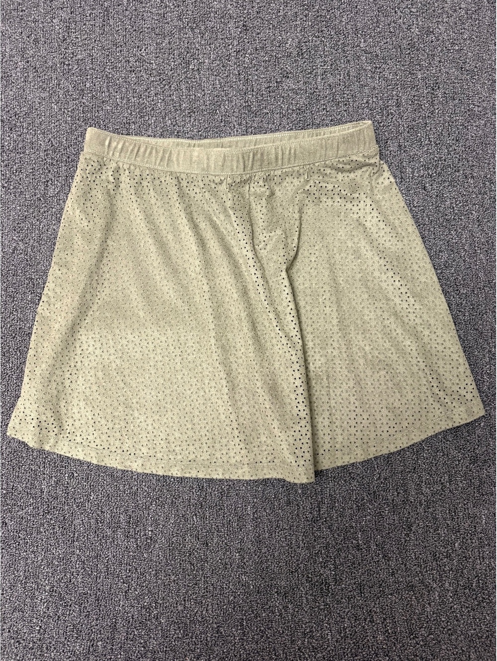 Candie's Women's Olive Green Perforated Faux Suede Skirt, Size Medium